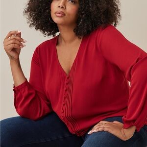 Torrid Georgette Pintuck Button-Front Blouse 2x NWT